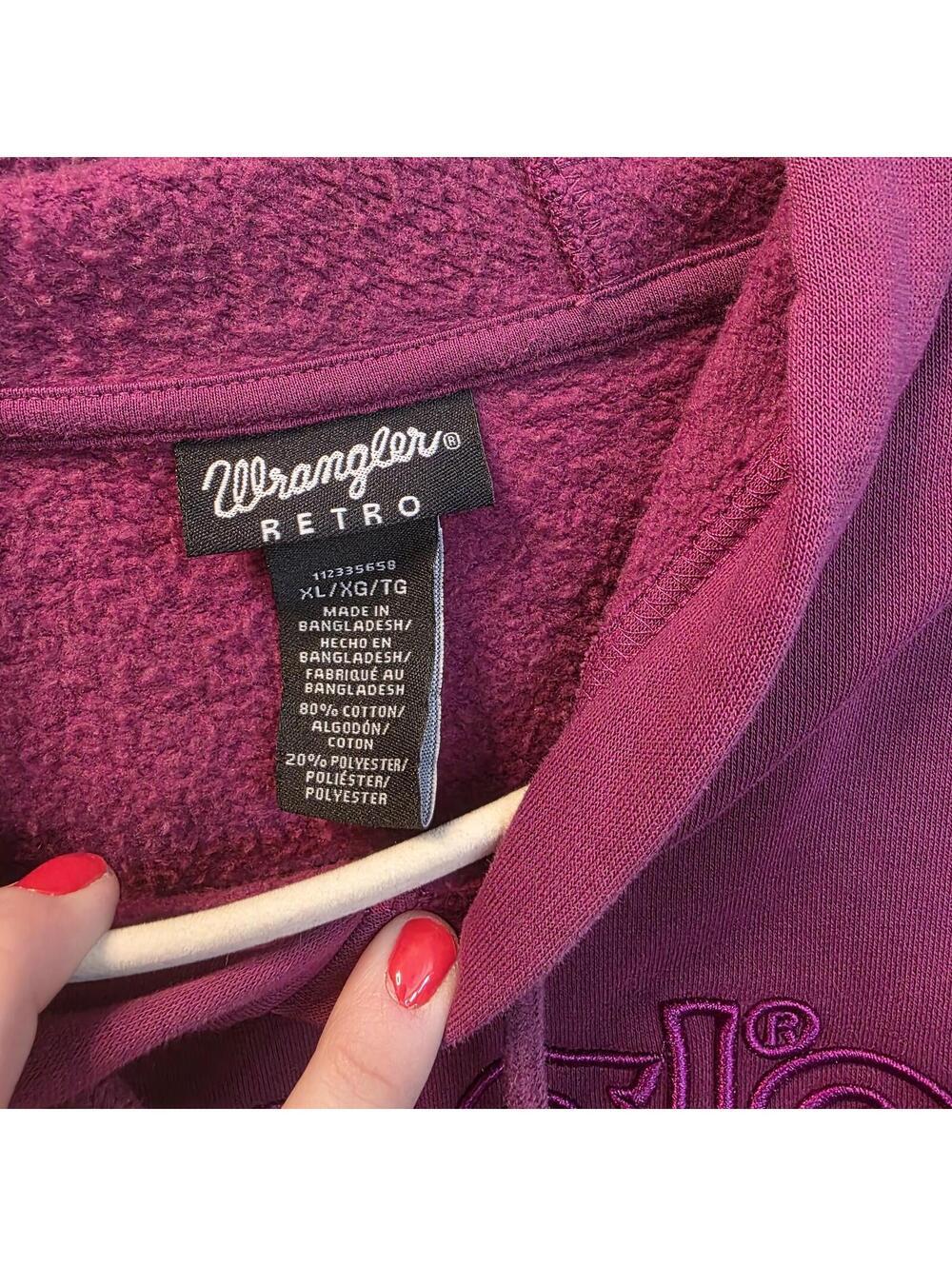 Wrangler Women's Retro Burgundy/Purple Hoodie Size XL - Picture 2 of 6